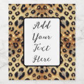 Sparkle Glam Goud Zwart Leopard Cheetah Print Wijn Etiket (Enkel label)