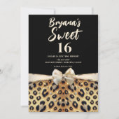 Sparkle Glam Goud Zwart Leopard Print Sweet 16 Kaart (Voorkant)