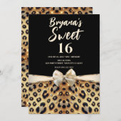 Sparkle Glam Goud Zwart Leopard Print Sweet 16 Kaart (Voorkant / Achterkant)