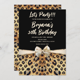 Sparkle Glam Goud Zwart Leopard Print Verjaardag Kaart