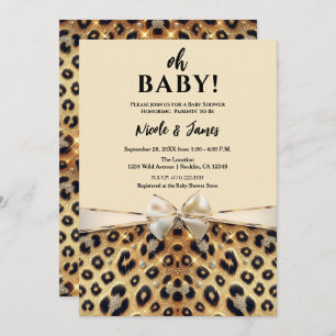 Sparkle Glam Leopard Print Baby shower Kaart