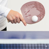 Sparkle Glam Roos Gold Driving Glitter Monogram Tafeltennisbatje