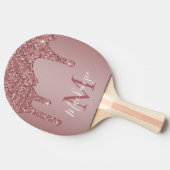 Sparkle Glam Roos Gold Driving Glitter Monogram Tafeltennisbatje (Zijkant)