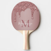 Sparkle Glam Roos Gold Driving Glitter Monogram Tafeltennisbatje (Voorkant)