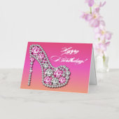 Sparkle Glam Stiletto Verjaardag Folie Wenskaart (Orchidee)