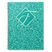 Sparkle Glam Turquoise Blue Glitter Monogram Notitieboek (Voorkant)