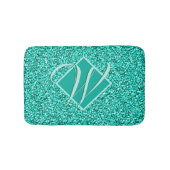 Sparkle Glam Turquoises Blue Glitter Monogrammed Badmat (Voorkant)