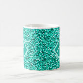 Sparkle Glam Turquoises Blue Glitter Monogrammed Koffiemok (Center)
