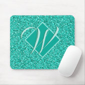Sparkle Glam Turquoises Blue Glitter Monogrammed Muismat (Met muis)