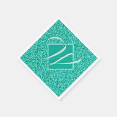 Sparkle Glam Turquoises Blue Glitter Monogrammed Servet (Hoek)