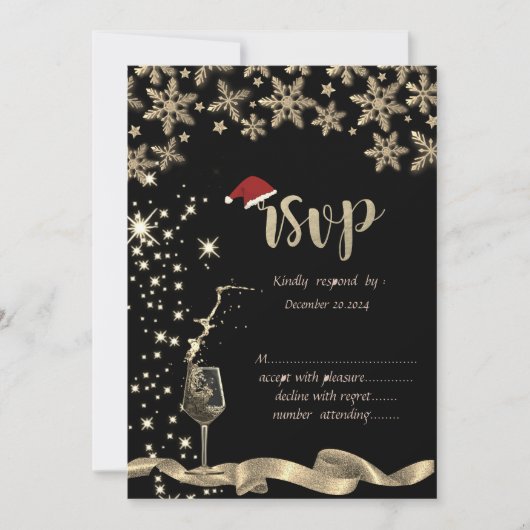 Sparkle, glas, sneeuwvlokken Kerstmis RSVP Kaart (Voorkant)