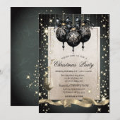 Sparkle, Glas, Zwarte Ballen Bedrijf Kerstfeest Kaart (Voorkant / Achterkant)