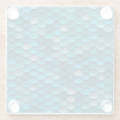 Sparkle Glitter Blue Blauwgroen Aqua Mermaid Scale Glazen Onderzetter (Achterkant)
