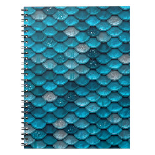 Sparkle Glitter Blue Blauwgroen Aqua Mermaid Scale Notitieboek