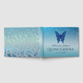 Sparkle Glitter Blue Floral Butterfly Quinceanera Gastenboek (Volledig)