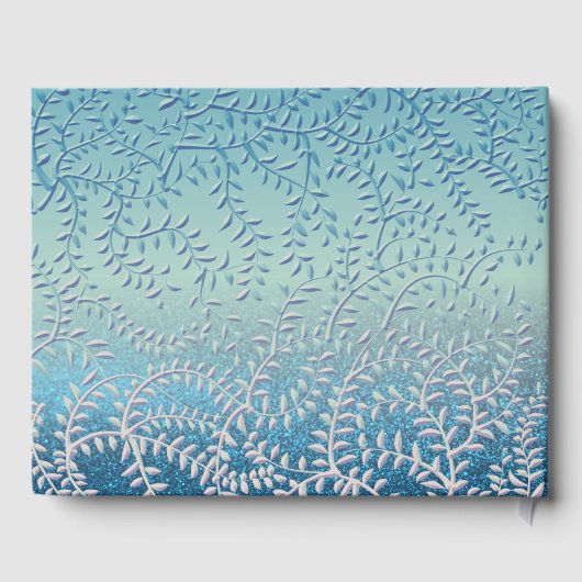 Sparkle Glitter Blue Floral Butterfly Quinceanera Gastenboek (Achterkant)