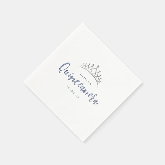 Sparkle glitter blue quinceanera 15e verjaardag servet