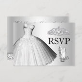 Sparkle Glitter Dress & Heels Quinceanera RSVP (Voorkant / Achterkant)