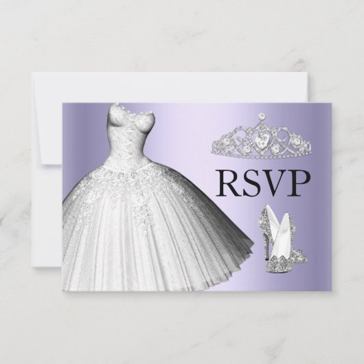 Sparkle Glitter Dress & Heels Quinceanera RSVP Kaart (Voorkant)