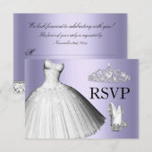 Sparkle Glitter Dress & Heels Quinceanera RSVP Kaart (Voorkant / Achterkant)