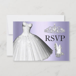 Sparkle Glitter Dress & Heels Quinceanera RSVP Kaart