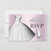 Sparkle Glitter Dress & Heels Quinceanera RSVP Kaart (Voorkant)