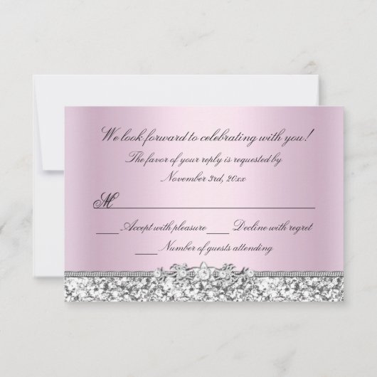 Sparkle Glitter Dress & Heels Quinceanera RSVP Kaart (Achterkant)