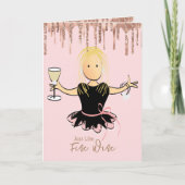 Sparkle Glitter Elegant Fun Girlie Wijn Verjaardag Kaart (Voorkant)