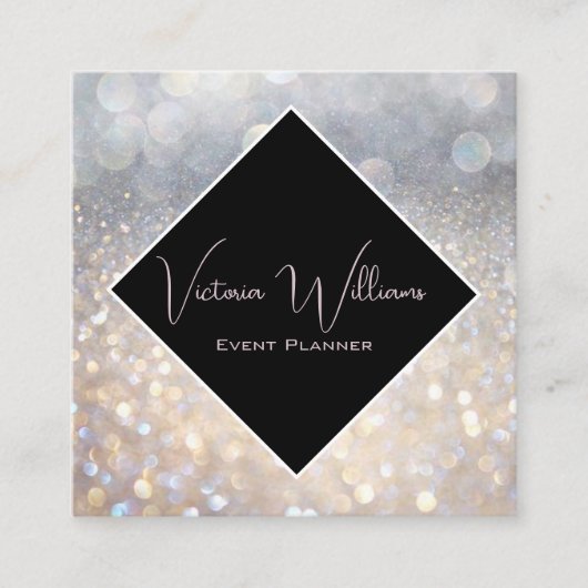 Sparkle Glitter Event Planner QR-code Vierkante Visitekaartje (Voorkant)