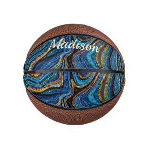 Sparkle Glitter girale kunstblauwe Pickleball Basketbal