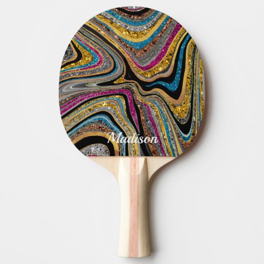 Sparkle Glitter girale marmer art grijs Ping Pong  Tafeltennisbatje (Voorkant)