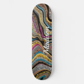 Sparkle Glitter girale marmer grijs skateboard (Voorkant)