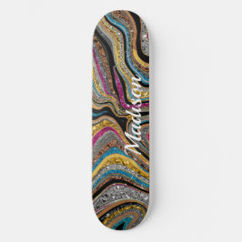 Sparkle Glitter girale marmer grijs skateboard