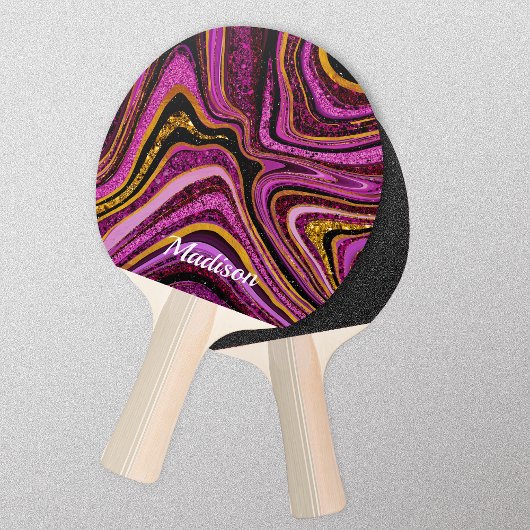Sparkle Glitter girale marmer roze Tafeltennisbatje
