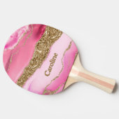 Sparkle Glitter girly Marble Art Roze Goud Tafeltennisbatje (Zijkant)