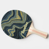 Sparkle Glitter girly Marble Blue Gold 3D Monogram Tafeltennisbatje (Zijkant)
