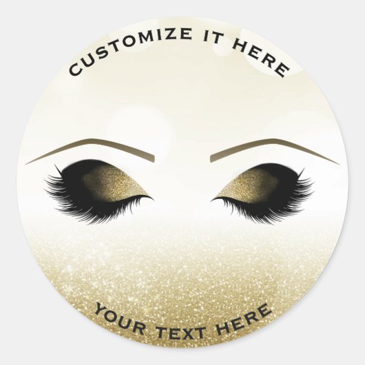 Sparkle Glitter Gouden Make-up Wimpers Glam Custom Ronde Sticker (Voorkant)
