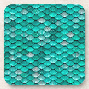 Sparkle Glitter Green Aqua Mermaid Scales Drankjes Onderzetter