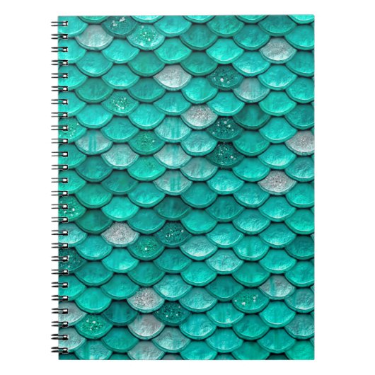 Sparkle Glitter Green Aqua Mermaid Scales Notitieboek (Voorkant)