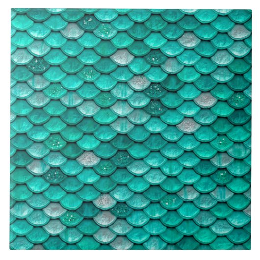 Sparkle Glitter Green Aqua Mermaid Scales Tegeltje (Voorkant)