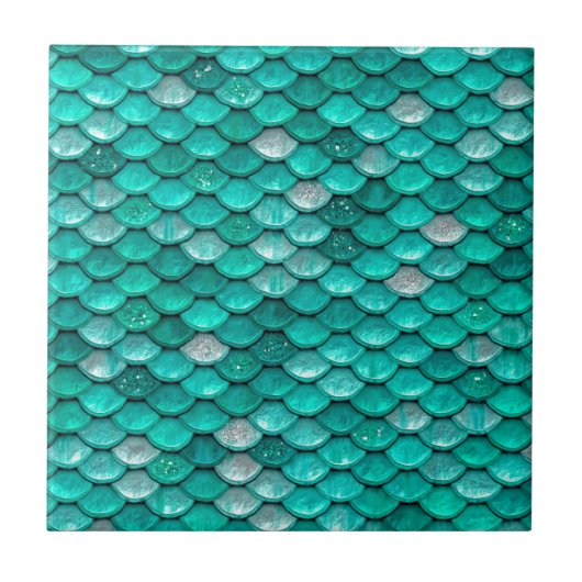 Sparkle Glitter Green Aqua Mermaid Scales Tegeltje (Voorkant)