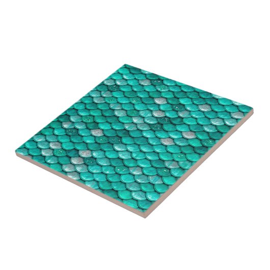 Sparkle Glitter Green Aqua Mermaid Scales Tegeltje (Zijkant)