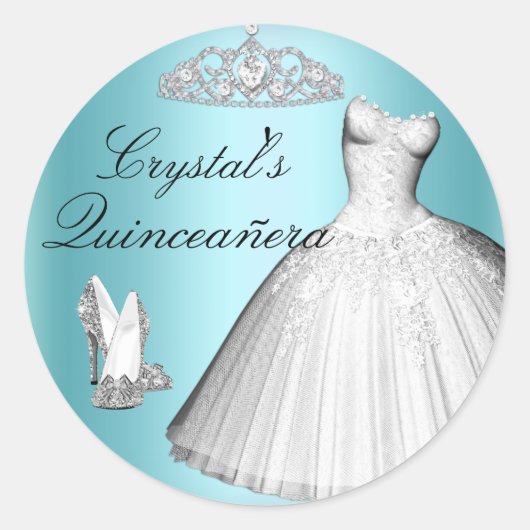Sparkle Glitter Jurk & Hakken Quinceanera Sticker (Voorkant)