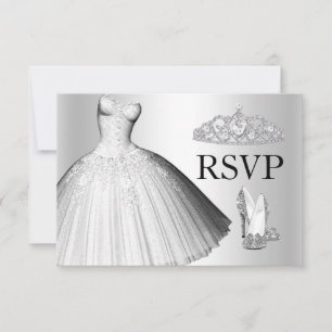 Sparkle Glitter Jurk & Hoge Hakken Quinceanera RSV RSVP Kaartje