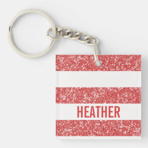 Sparkle Glitter look Stripes Acrylische Sleutelhan Sleutelhanger