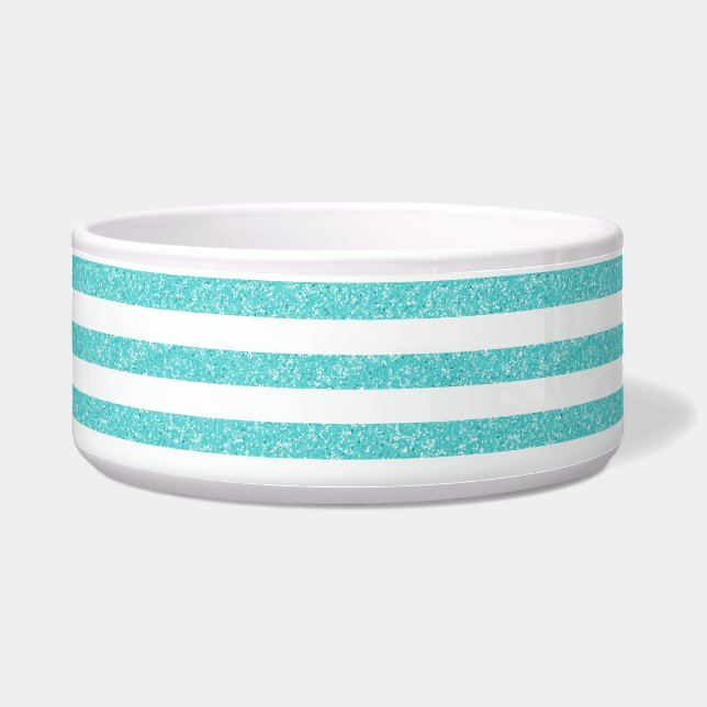 Sparkle Glitter look Stripes Dog Bowl Voerbakje (Voorkant)