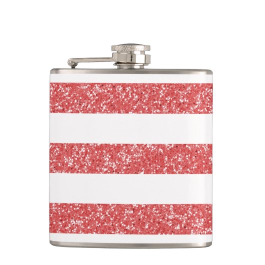 Sparkle Glitter look Stripes Fles Heupfles (Voorkant)
