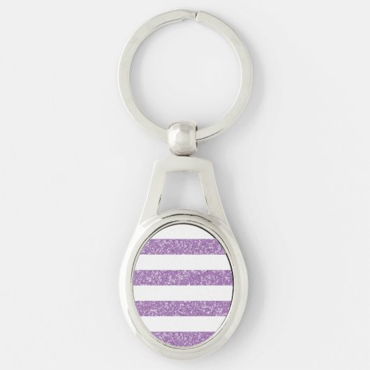 Sparkle Glitter look Stripes Metal Sleutelhanger (Voorkant)