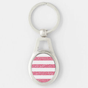 Sparkle Glitter look Stripes Metal Sleutelhanger