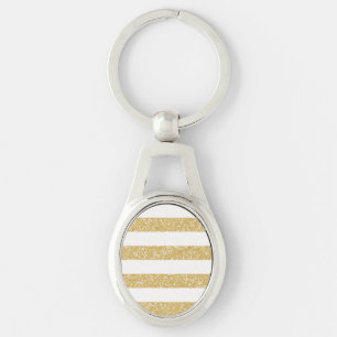 Sparkle Glitter look Stripes Metal Sleutelhanger